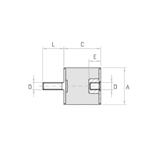 Hengeres rezgéscsillapító, M12 külső-belső menettel, 60x20mm, 225kg terhelés.