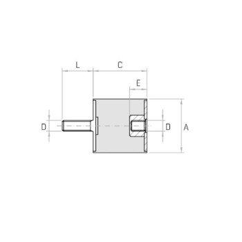 Hengeres rezgéscsillapító, M12 külső-belső menettel, 75x30mm, 440kg terhelés.