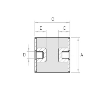 Hengeres rezgéscsillapító, M6 belső menettel mindkét oldalon, 20x20mm, 40kg.