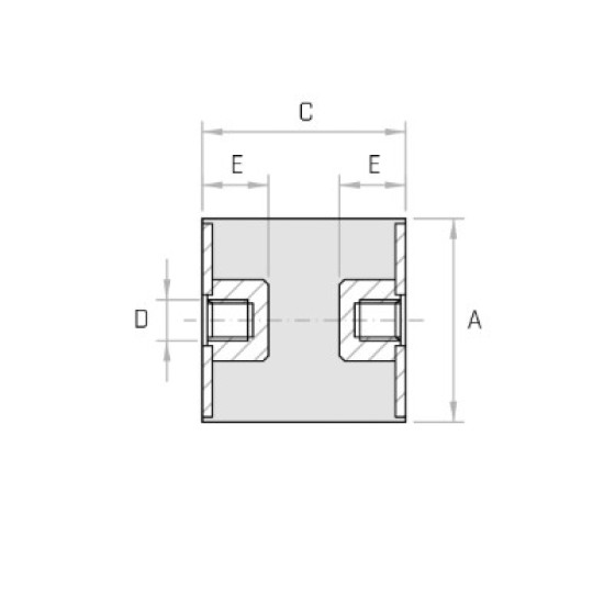 Hengeres rezgéscsillapító, M12 belső menettel mindkét oldalon, 60x60mm, 210kg.