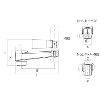 MH/130-MRS G130 forgatókar, d6 furat, behajtható műanyag markolat.