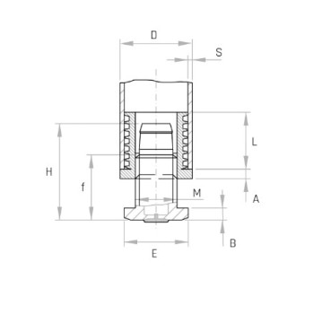 Csúszásgátlós állítható láb 25x25mm-es csőhöz, M16 menettel. 1,5-2mm falvh.