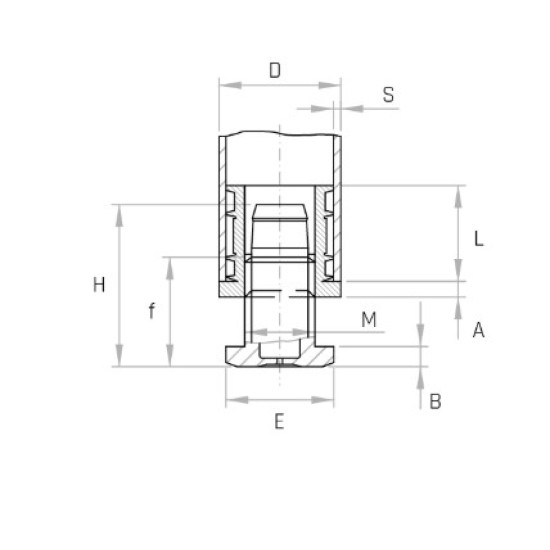 Állítható láb O35mm-es csőhöz, M22 menettel. 1,5-2mm-es falvastagsághoz.