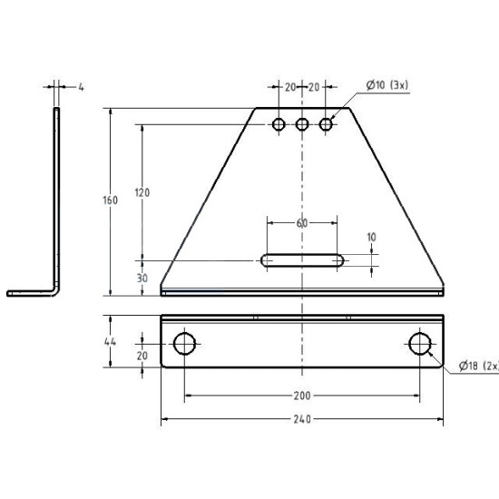 Állítóláb - Válaszfalakhoz - Védőfalakhoz - 240x160 - RAL 9005