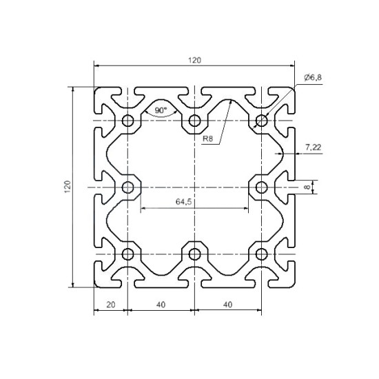 Aluprofil - 120x120 Nehéz