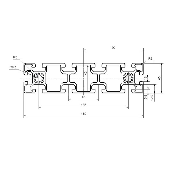 Aluprofil - 180x45