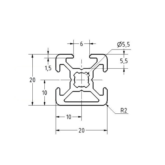 Aluprofil - 20x20 Egy oldalon zárt