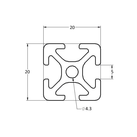 Aluprofil - 20x20 - Fekete