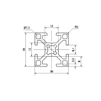 Aluprofil - 30x30-bk