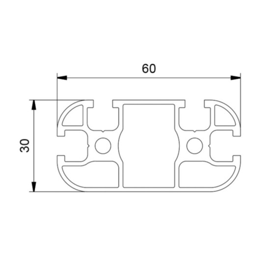 Aluprofil - 30x30 - Egy 60-as oldal zárt