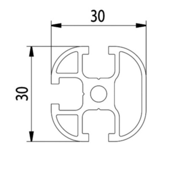 Aluprofil - 30x30 - Egy oldalon zárt