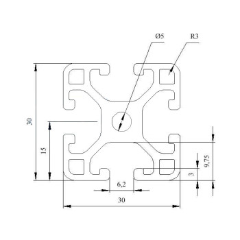 Aluprofil - 30x30 Könnyű