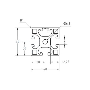 Aluprofil - 40x40 - Egy oldalon zárt - X típus - utolsó méterek