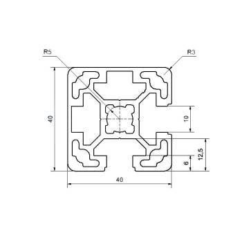 Aluprofil - 40x40 Két oldalon zárt- 90°