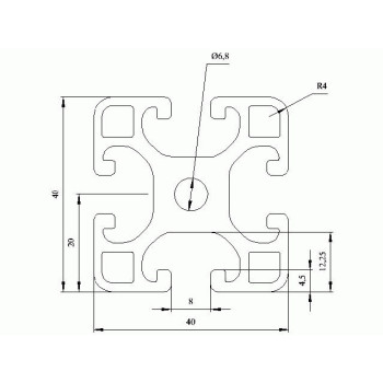 Aluprofil - 40x40 Könnyű - Fekete