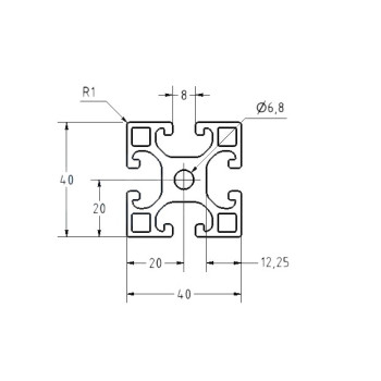 Aluprofil - 40x40 - X típus
