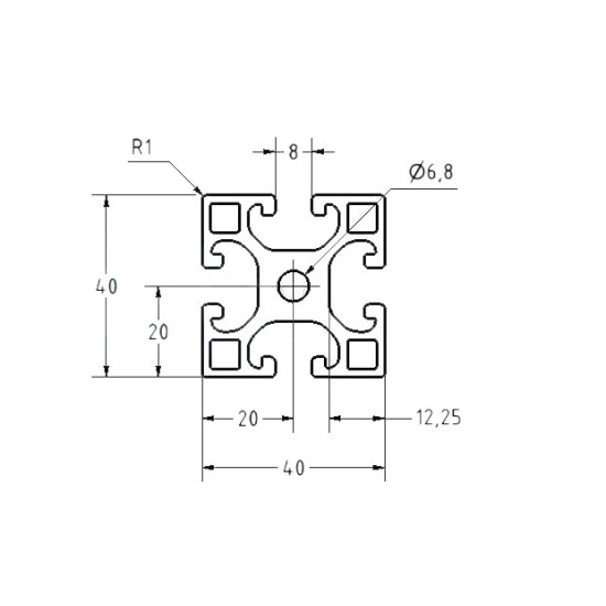 Aluprofil - 40x40 - X típus