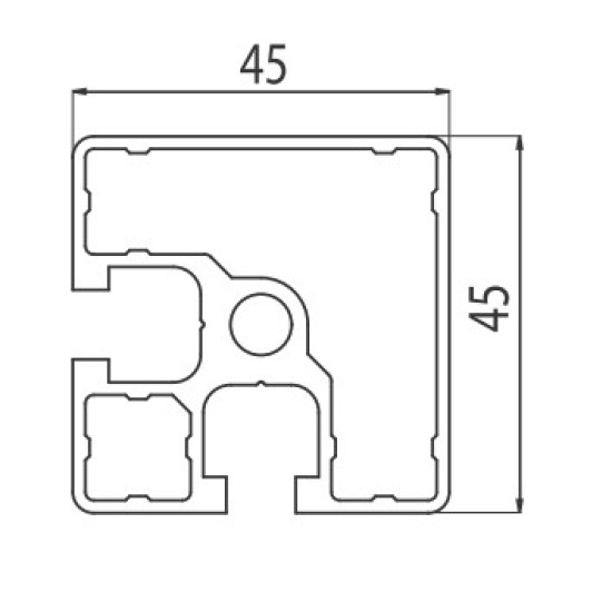 Aluprofil - 45x45 Két oldalon zárt - 90°