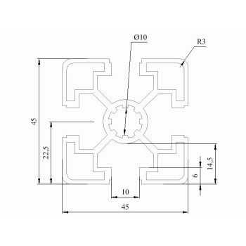 Aluprofil - 45x45 Könnyű