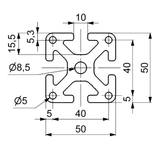 Aluprofil 50x50