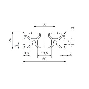 Aluprofil - 60x24 Könnyű