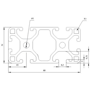 Aluprofil - 60x30 Könnyű