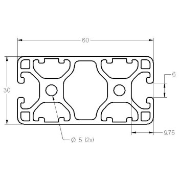 Aluprofil - 60x30 Könnyű  - Két oldalon zárt - 180 (60)