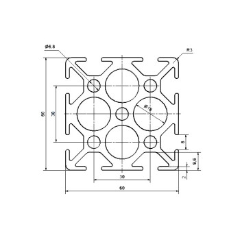 Aluprofil - 60x60 Fekete