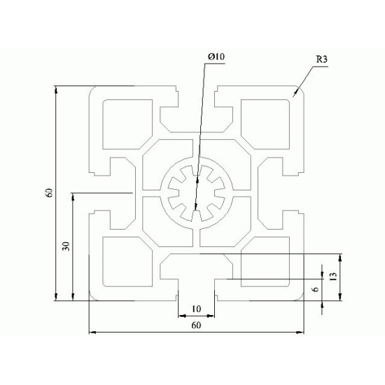 Aluprofil - 60x60 Nehéz