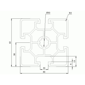 Aluprofil - 60x60L