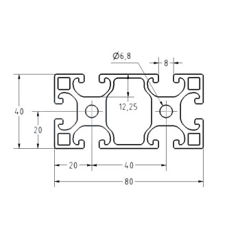 Aluprofil - 80x40 - X típus