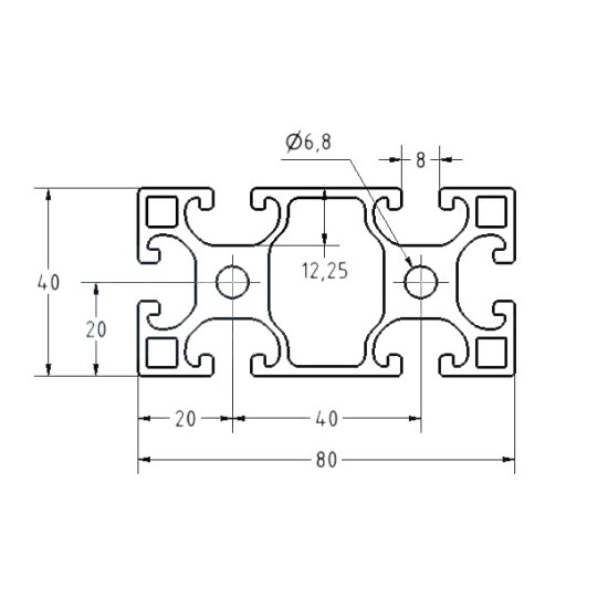 Aluprofil - 80x40 - X típus