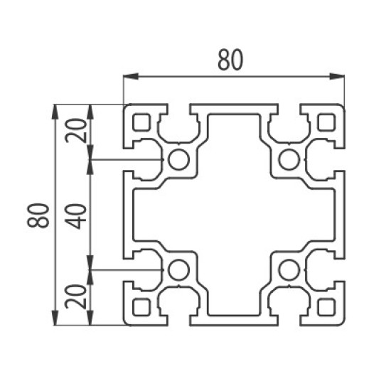 Aluprofil - 80x80 Nehéz