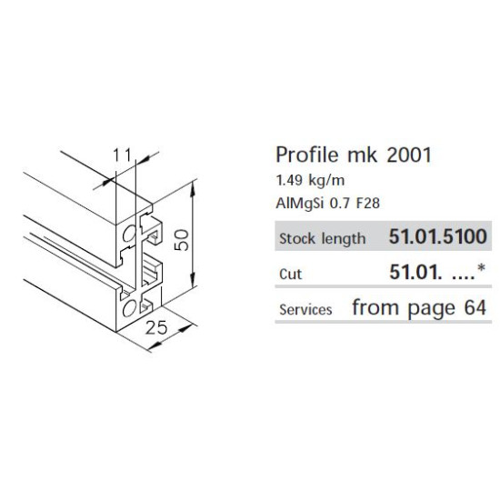 Aluprofil mk 2001 - 50x25