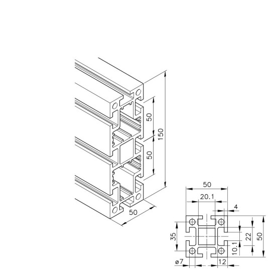 Aluprofil mk 2006 - 150x50 Nehéz