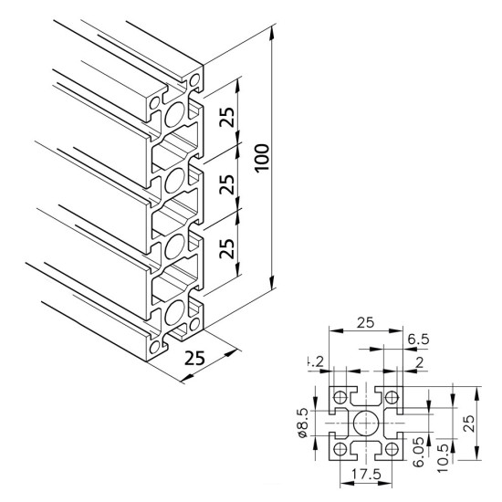 Aluprofil mk 2025.03 - 100x25