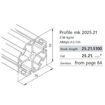 Aluprofil mk 2025.21 - 70x70