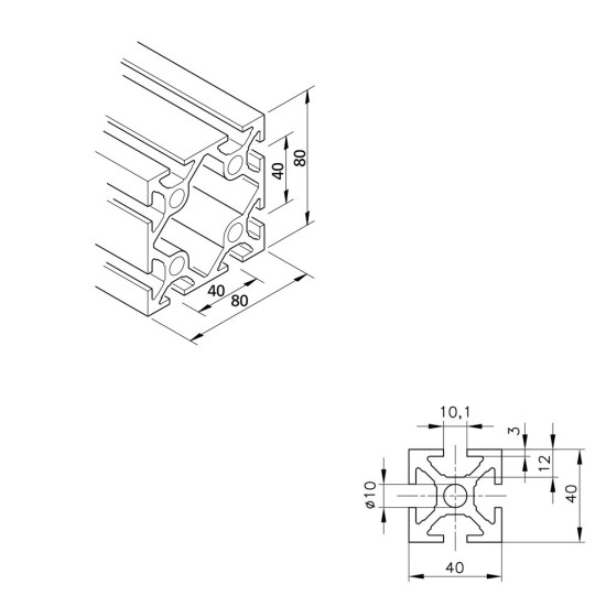 Aluprofil mk 2040.03 - 80x80 Nehéz