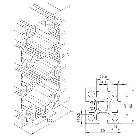 Aluprofil mk 2060.07 - 240x120