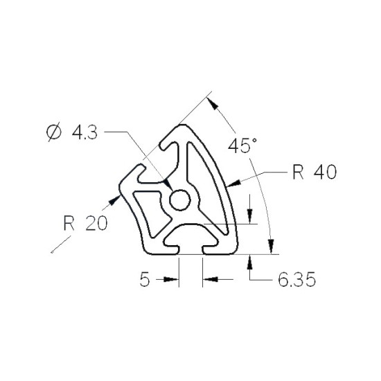 Aluprofil - r20x40 - 45