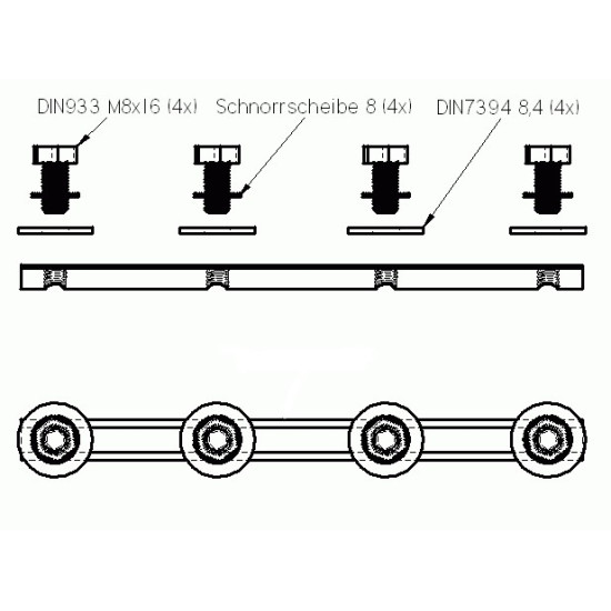Csatlakozó - 4xM8 - L=180mm - Készlet