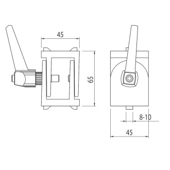 Csukló - 45x45 - Alu - Rögzítőkarral