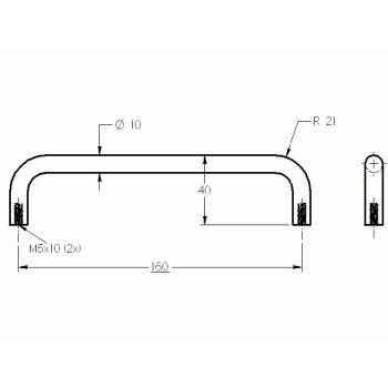 Fogantyú - Alu - b=160 - Fekete