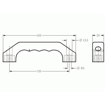 Fogantyú - Pa - b=150 - Fekete