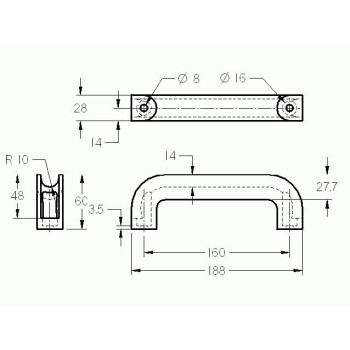 Fogantyú - Pa - b=160 - Fekete