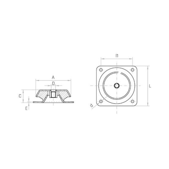 Harang rezgéscsillapító, M16, A:150mm, max. terhelés: 2400kg