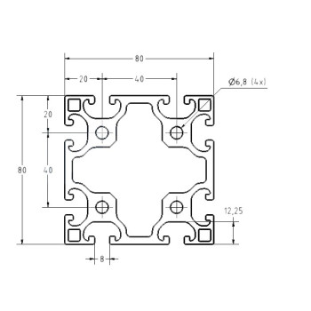 Aluprofil - 80x80 - X típus