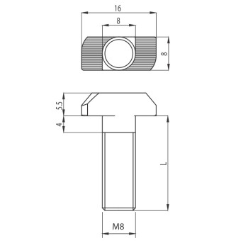 Kalapácsfejű csavar - M8x25 - Rozsdamentes