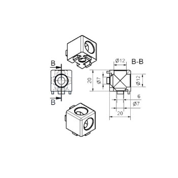 Kockaösszekötő - 20x20 - 2D