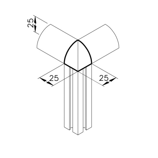 Kockaösszekötő - 25x25 - 3D